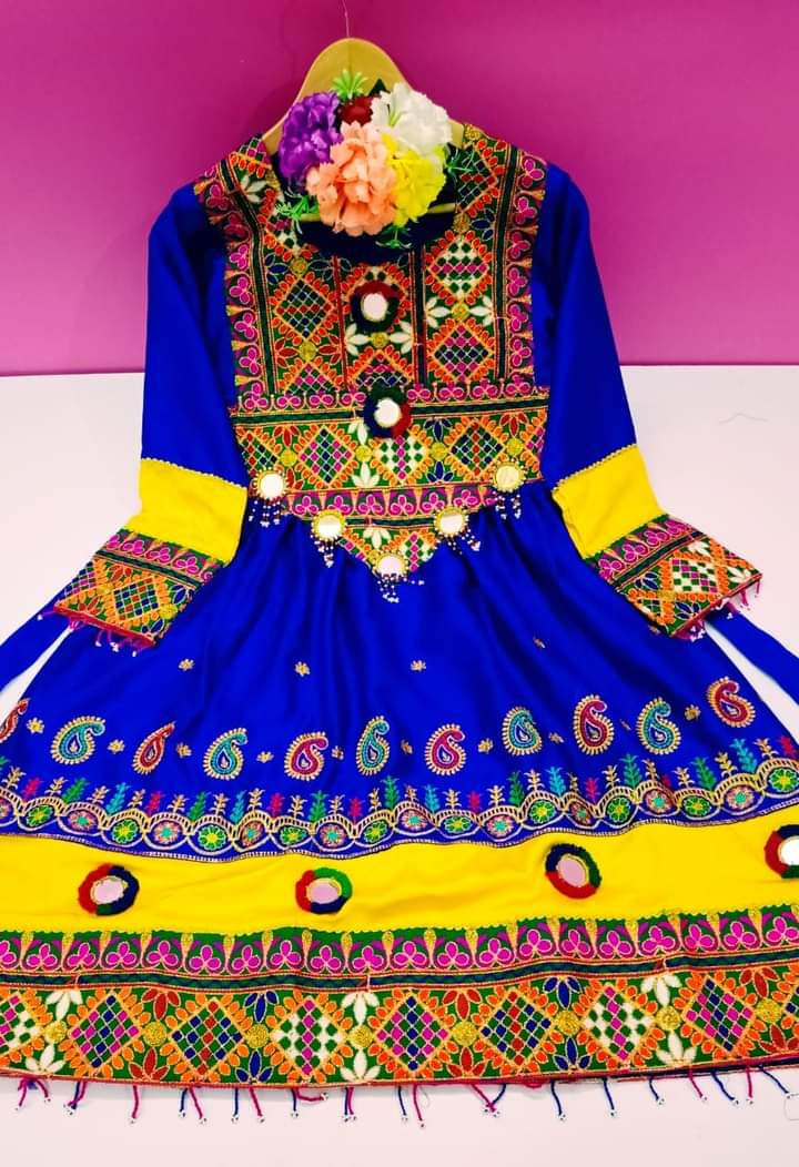 Traditional Embroidery Pathani/Balochi/Afghani Silk Dress - 3 Piece