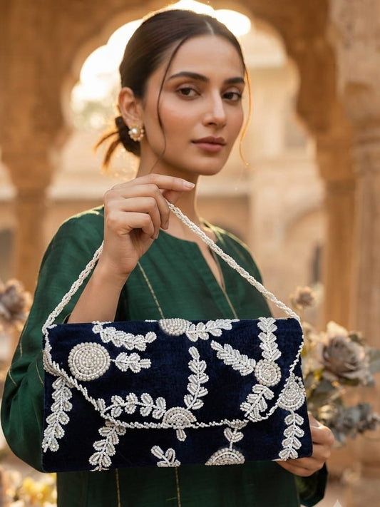 Emerald Luxe Beaded clutch