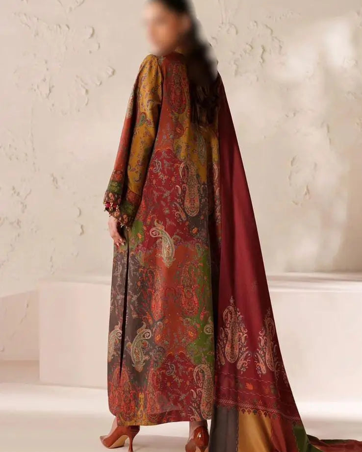 Shamoze Silk Digital Print Suit Shirt,Trouser & Dupatta - 3 piece