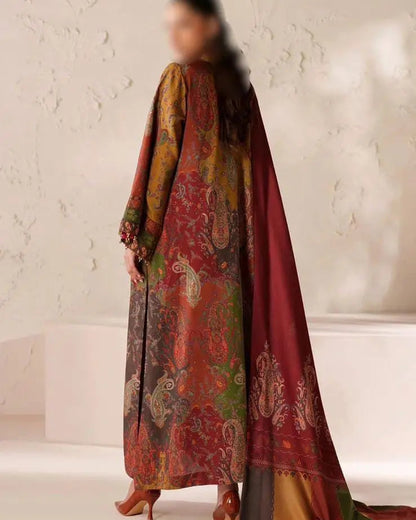 Shamoze Silk Digital Print Suit Shirt,Trouser & Dupatta - 3 piece