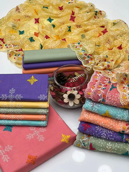 Noor-e-Jaal Lawn Phulkari Chiffon Dupatta - 3 piece