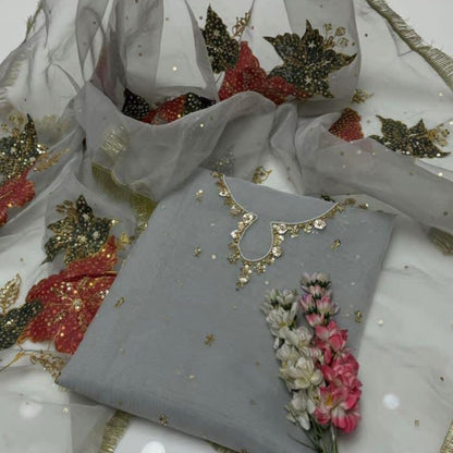 Organza Handpaint Duppata-2 Piece