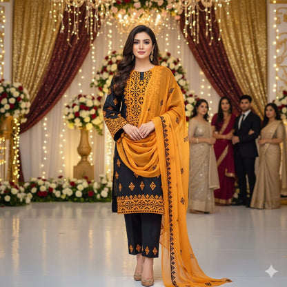 Cotton Applique Emb - 3 Piece