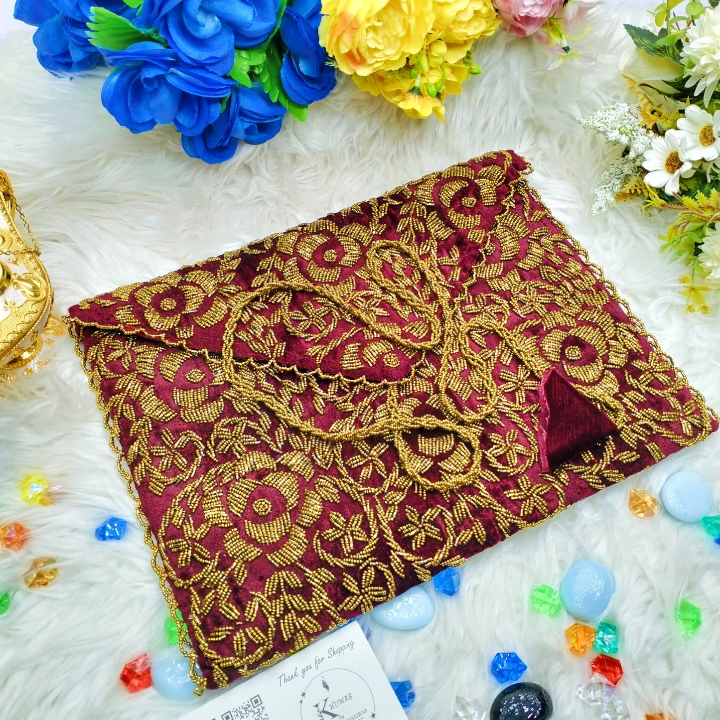 Handmade Beaded Quran Cover - Elegant & Unique Protection