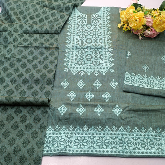 3pc-Emb khaddi cotton luxury