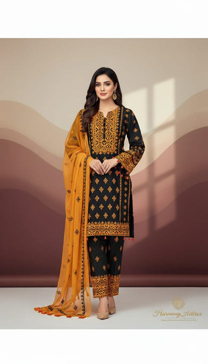 Cotton Applique Emb - 3 Piece