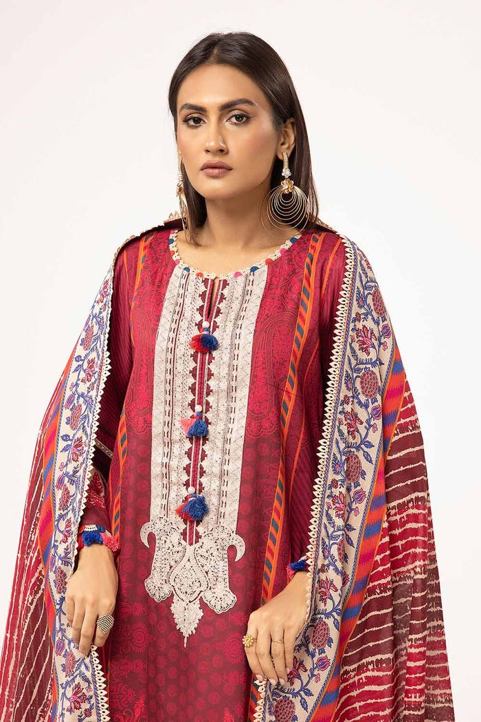 3 Piece Unstitched Printed Corduroy Suit with Printed Cotton Net Dupatta CD-42001