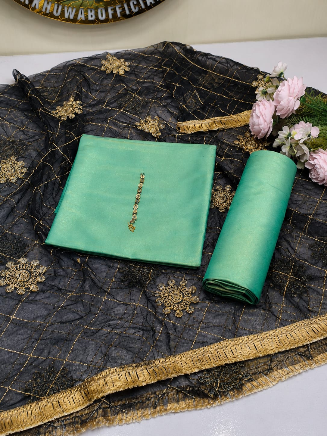 Two tone masouri Net Duppatta - 3 piece