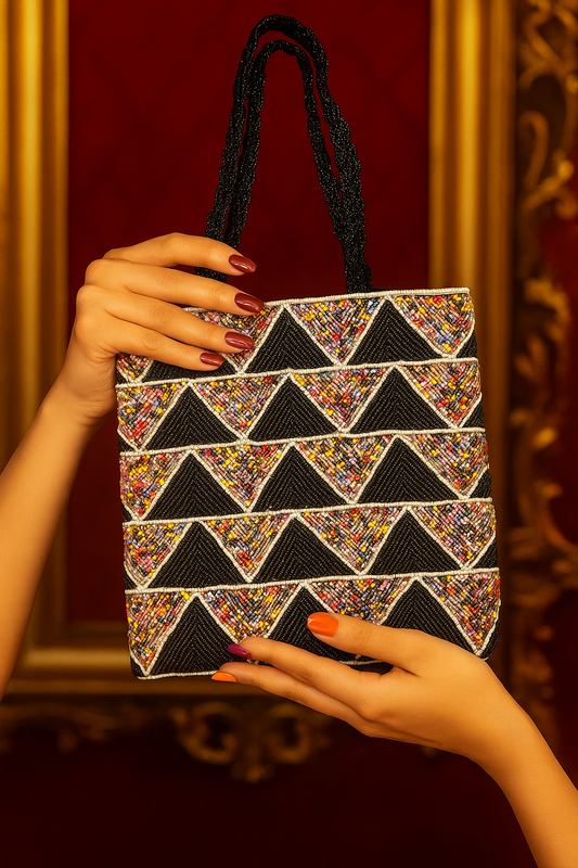 Handmade Embroidered Beaded Purse– Magnet Closure