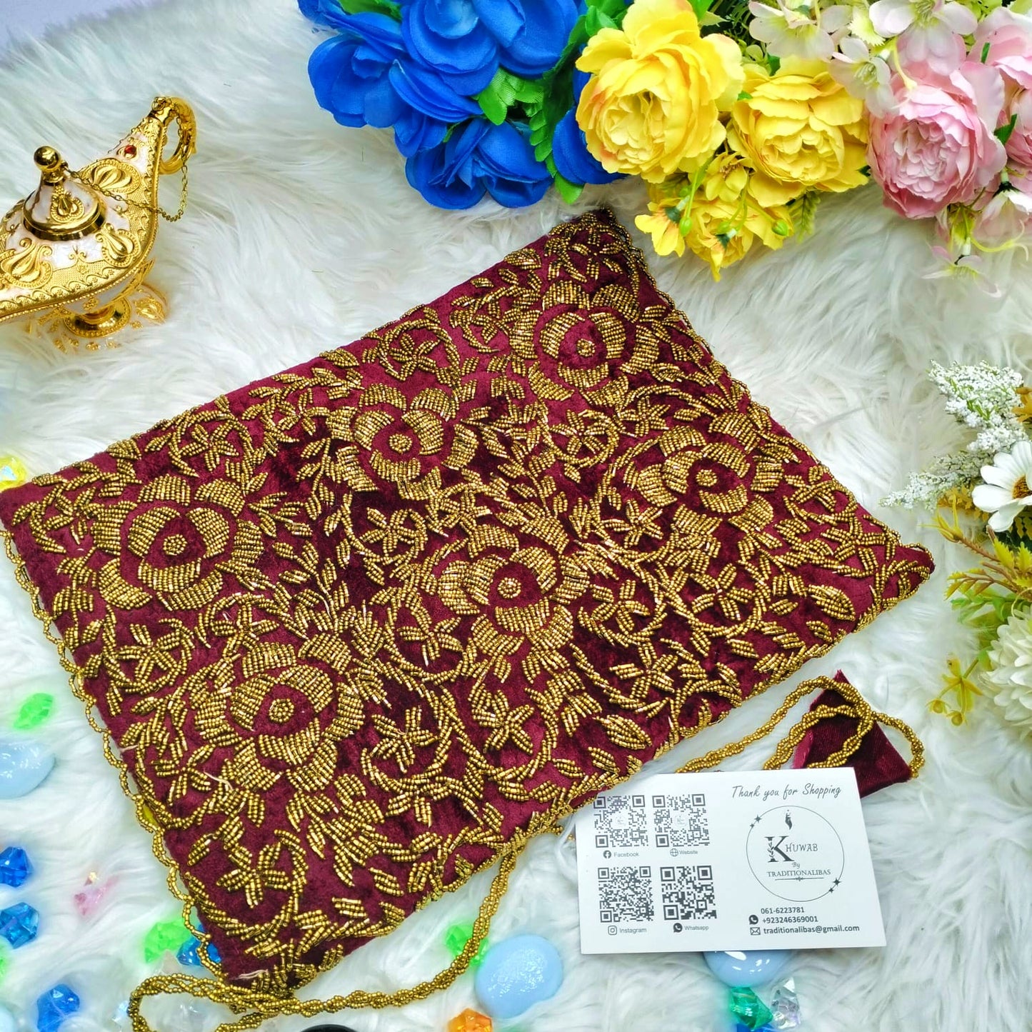 Handmade Beaded Quran Cover - Elegant & Unique Protection