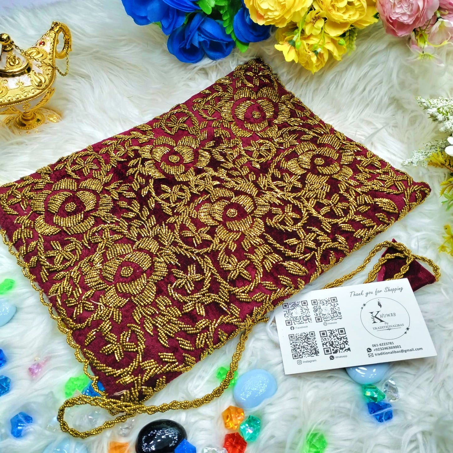 Handmade Beaded Quran Cover - Elegant & Unique Protection