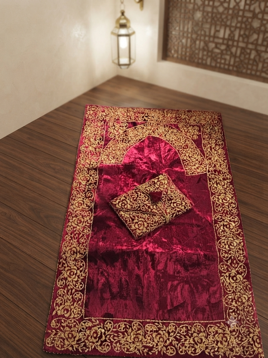 Pre Order_ 20 days making time_ Artisan Beaded Jaye Namaz – Handmade Prayer Mat_Half payment Advance