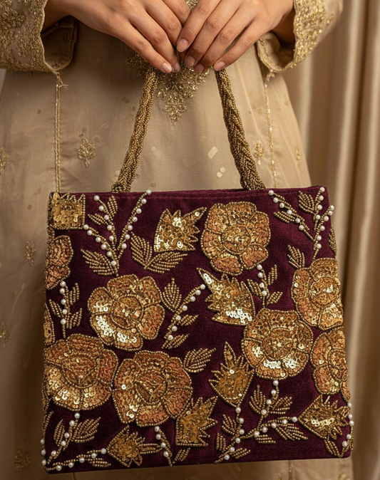 Sitara Pearl Bead Bag – Bridal & Party Wear Purse