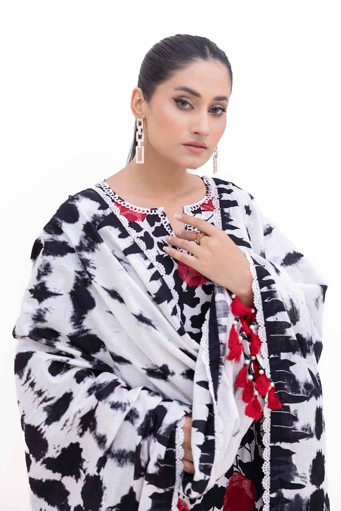 3 Piece Unstitched Embroidered Printed Light Khaddar Suit with Printed Khaddar Dupatta K-42019 L