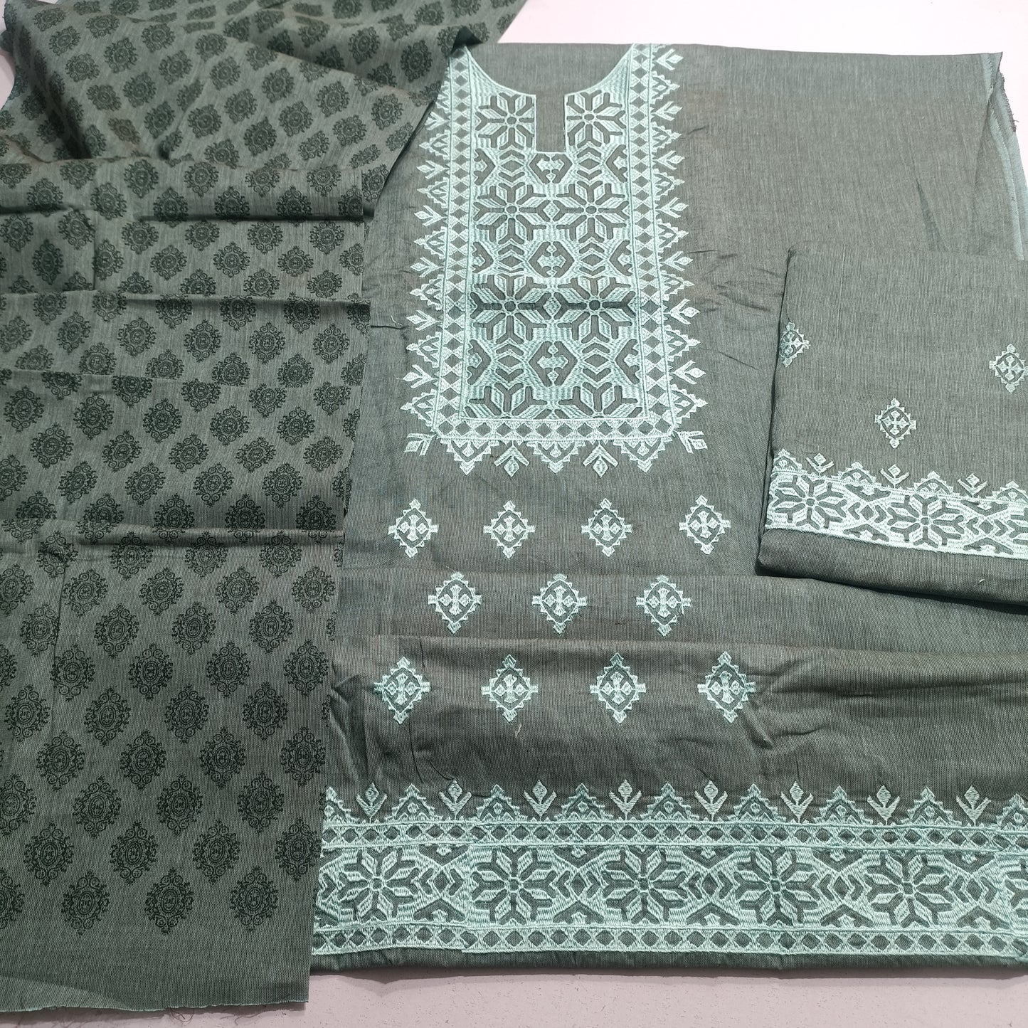 3pc-Emb khaddi cotton luxury