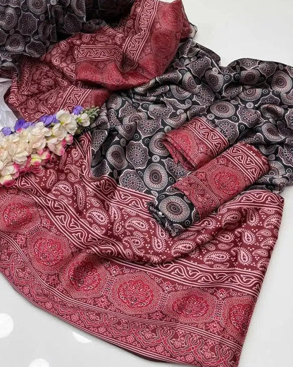 Ajrak Shamooz Silk - 3 piece