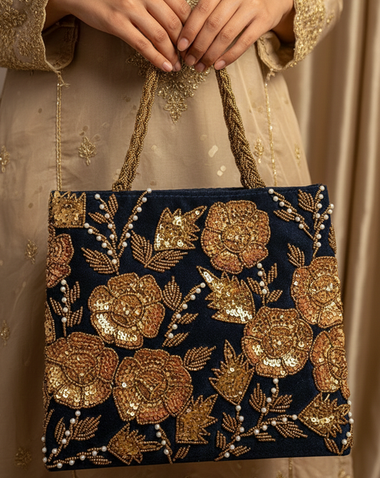 Sitara Pearl Bead Bag – Bridal & Party Wear Purse