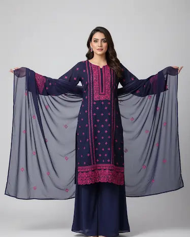 Hand embroidery Chiffon -2 piece