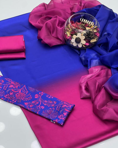 Shamoze Silk Digital Print-3 piece Dress with Dupatta