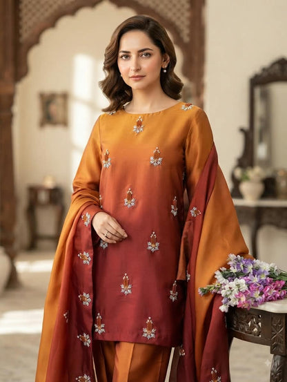 Sheesha silk Embroidered - 3 piece