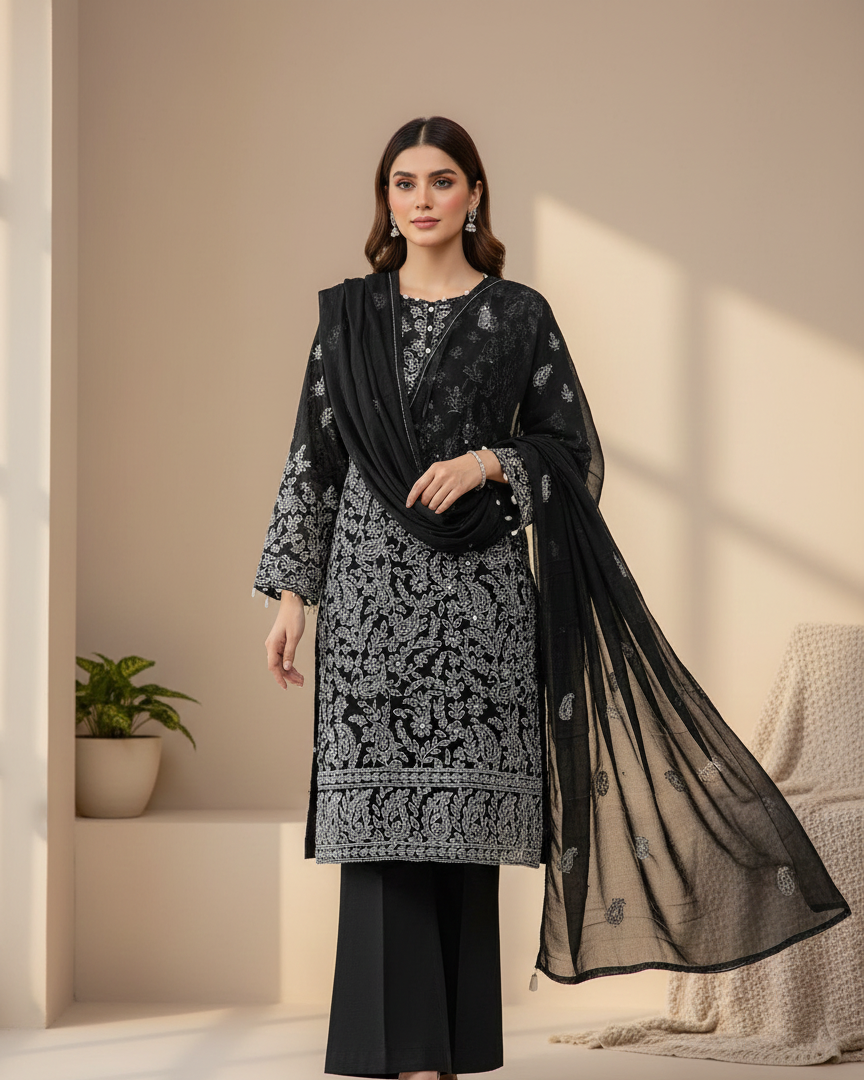 Premium hand emb bamber Chiffon -2 piece