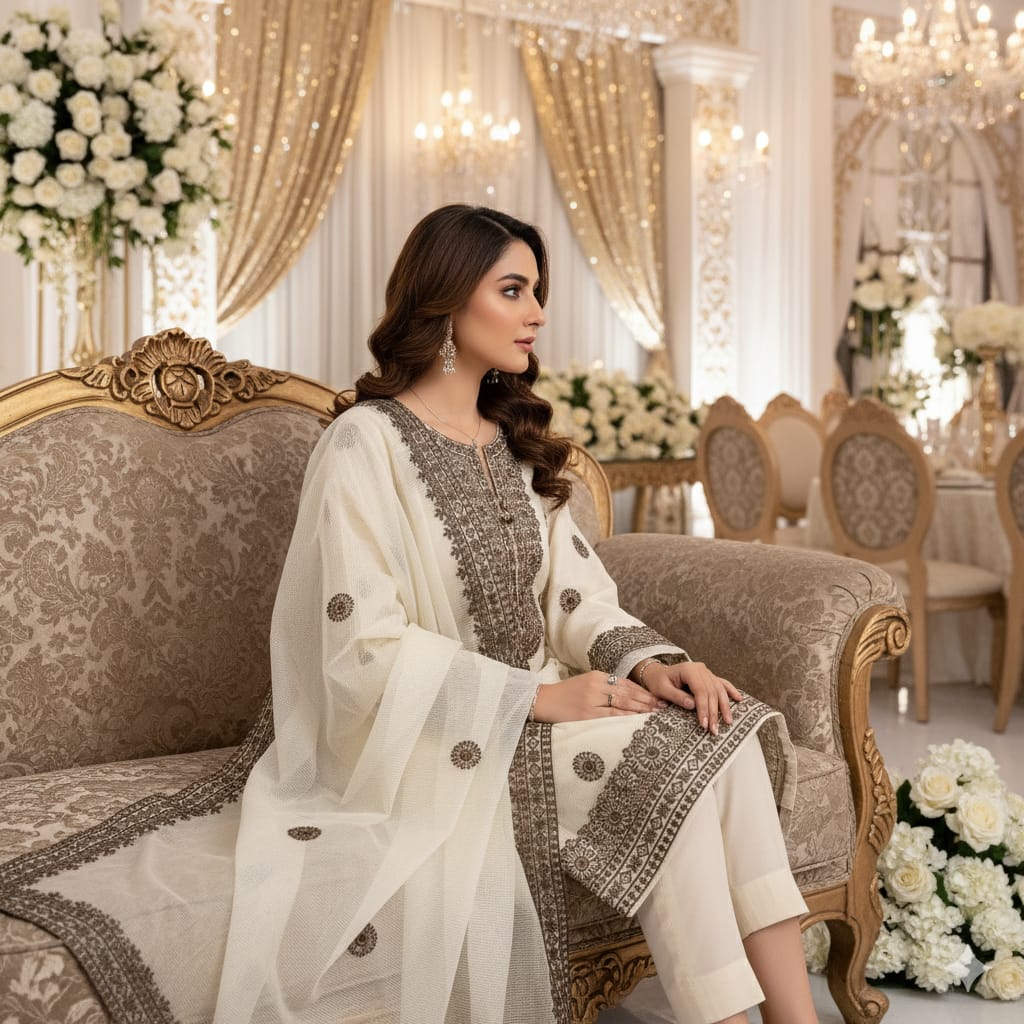 Khaadi Net Embroidered - 3 Piece