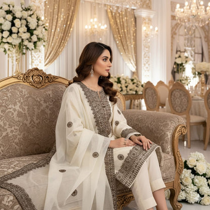 Khaadi Net Embroidered - 3 Piece