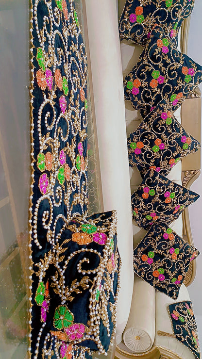 Cushions & Table Runner Hand Made 9 Piece Set