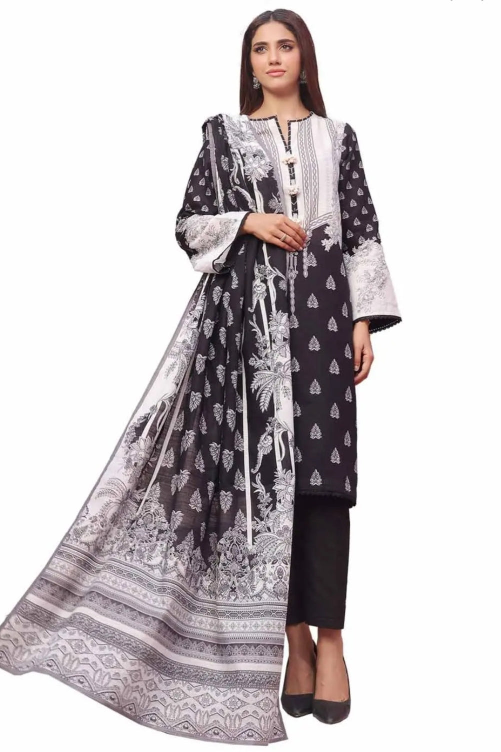 3 Piece Unstitched Printed Khaddar Suit SD-42101