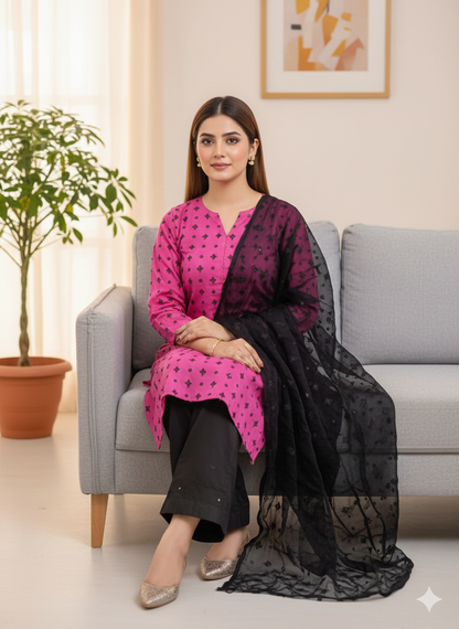 Lawn Sindhi Boti handmade - 3 Piece