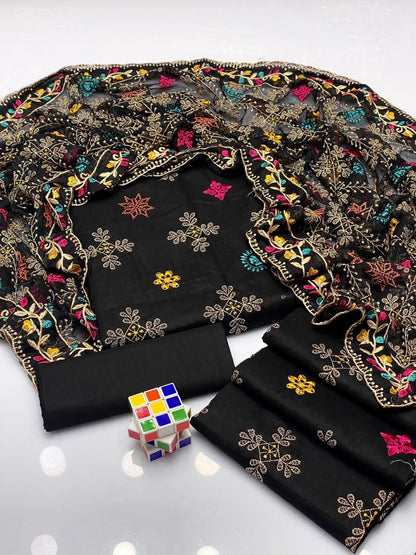 Khaddi net Embroidery - 3 piece