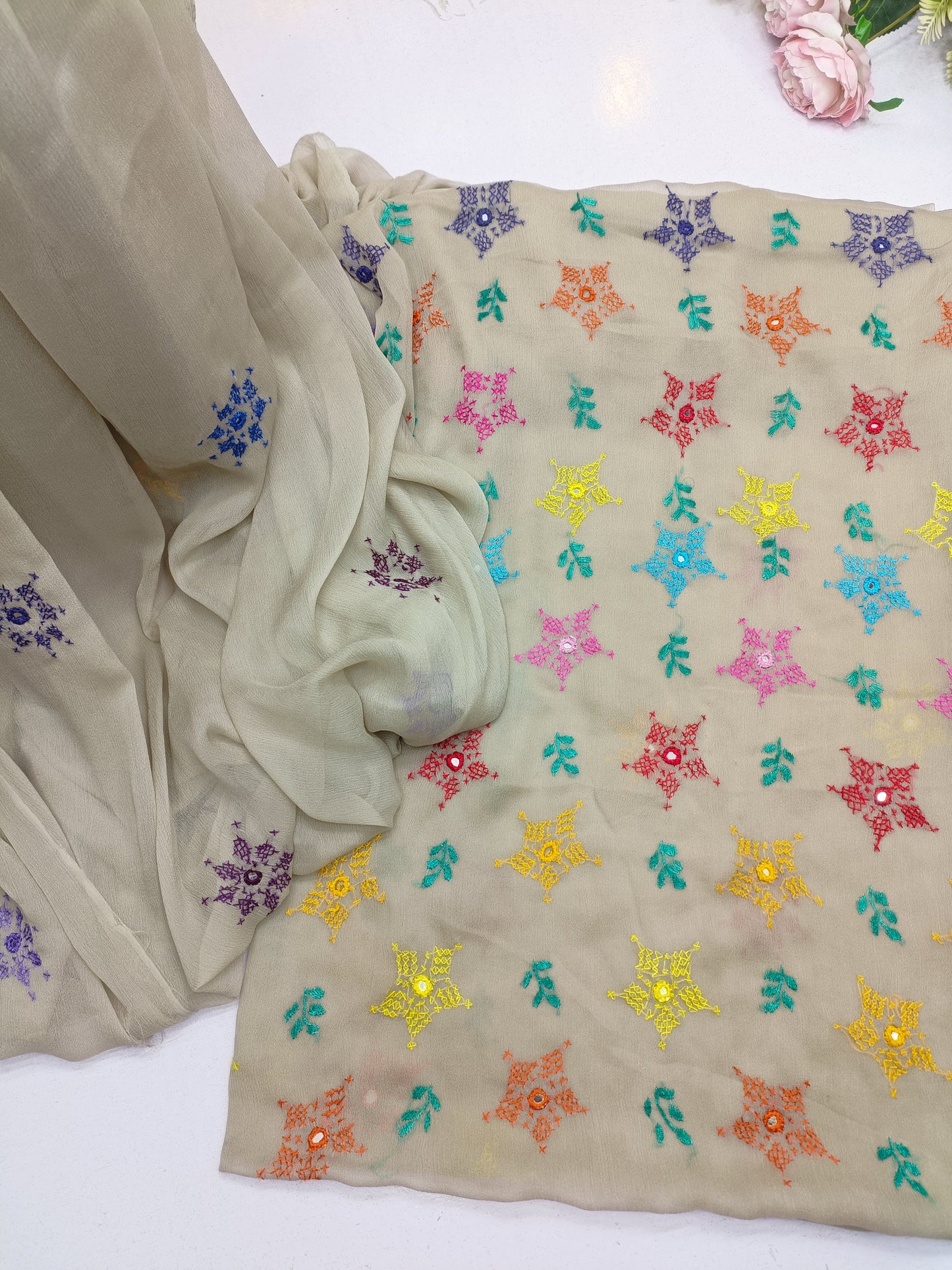 Hand embroidery Chiffon -2 piece