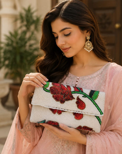 Rose beaded purse