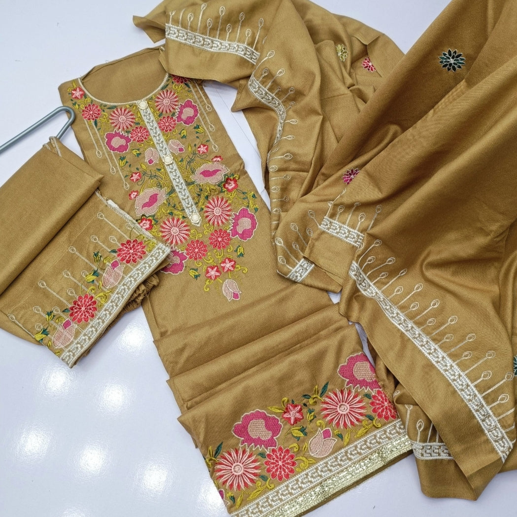 Dhanak emb 3pc winter semi stitched