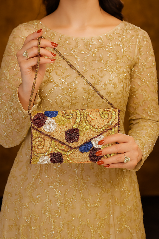 Rang-e-Riwaayat – Handcrafted Beaded Clutch