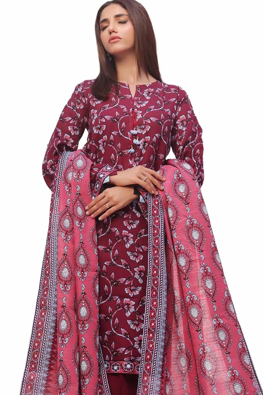 3 Piece Unstitched Printed Khaddar Suit SD-42133