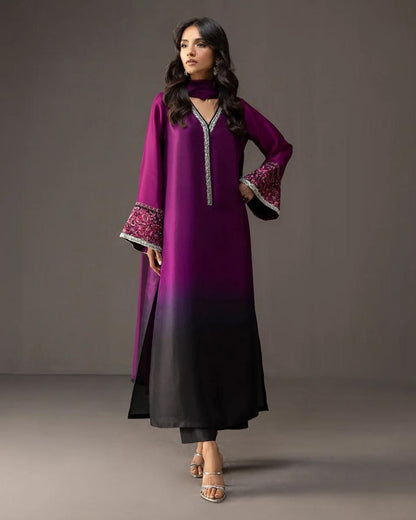 Shamoze Silk Digital Print-3 piece Dress with Dupatta