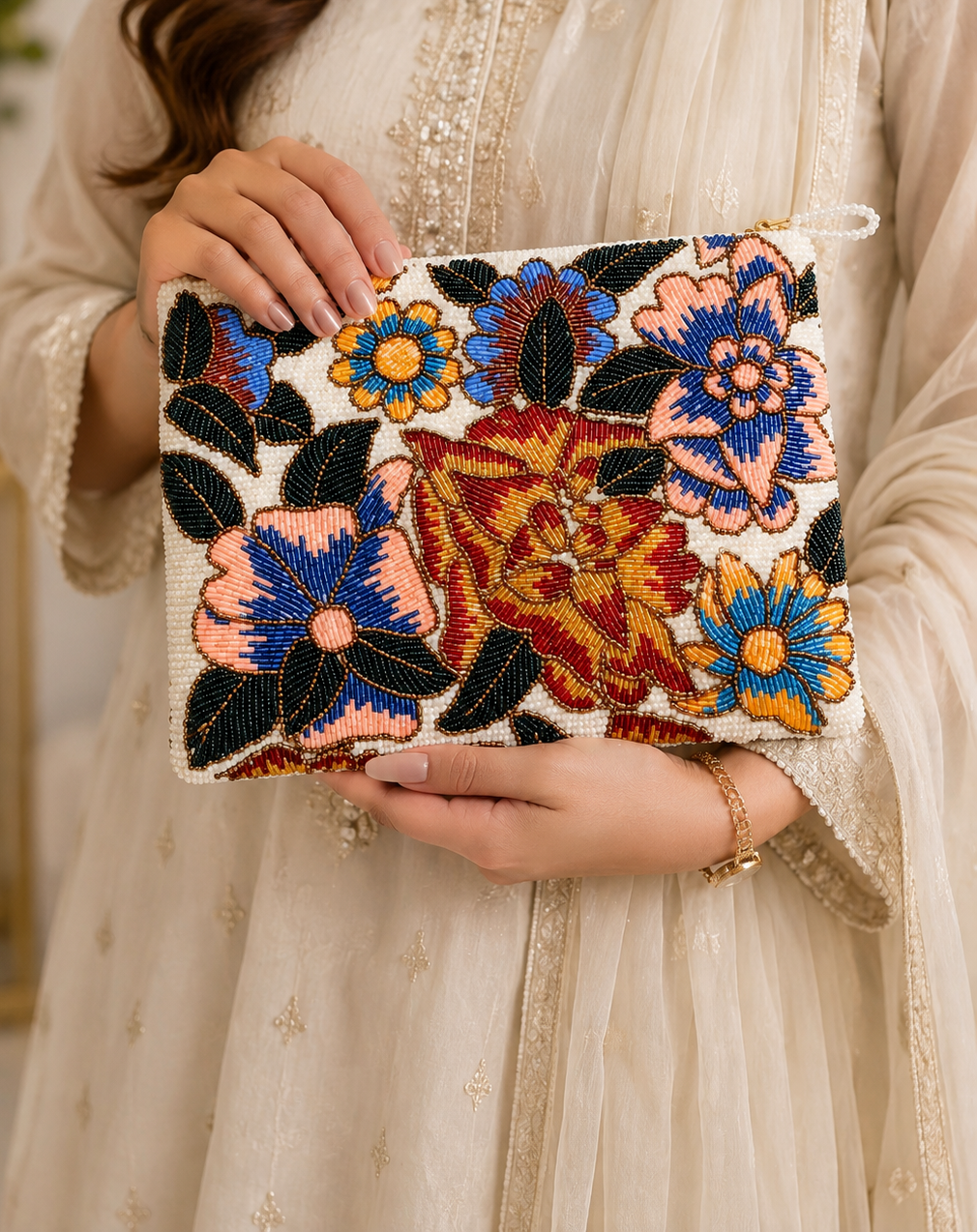 Beaded pouch