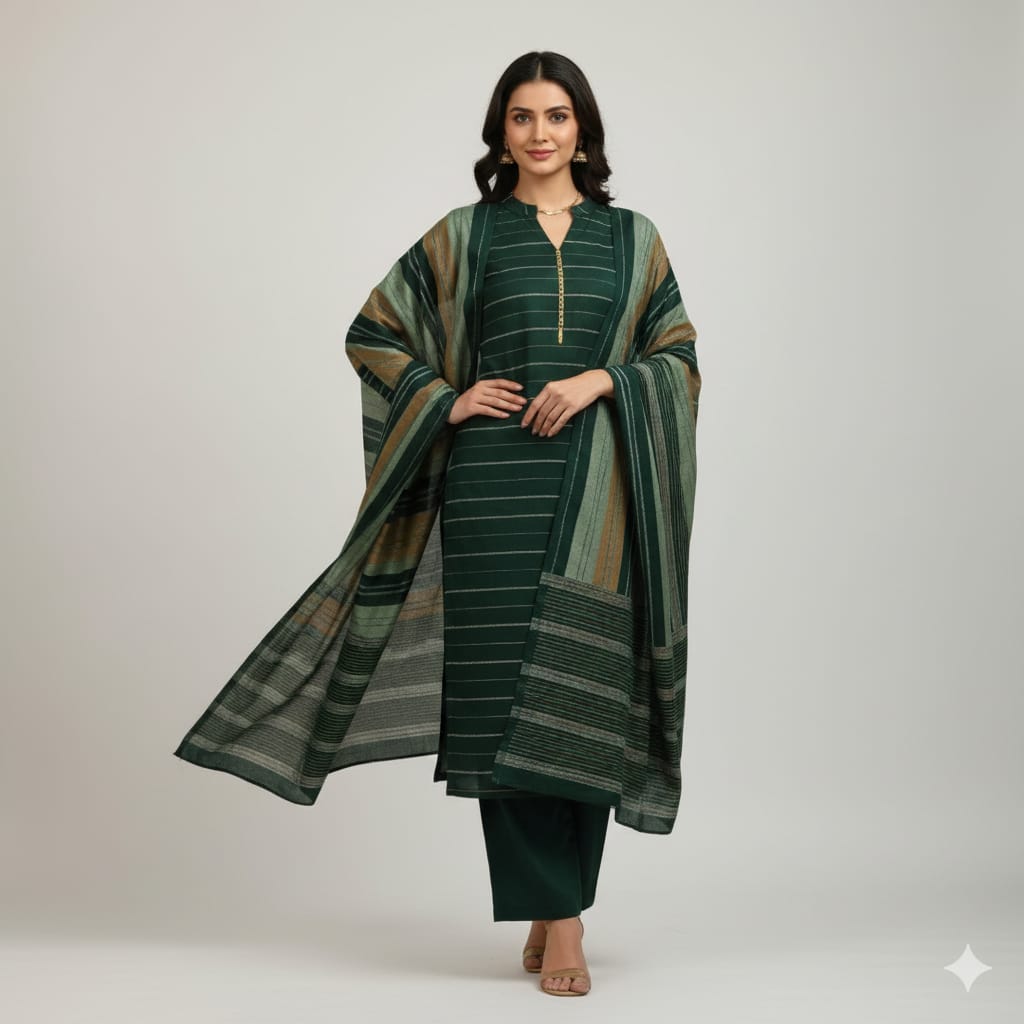 Eid Collection Multani Khadi Sussi with Heavy Velvet Dupatta - 3 Piece