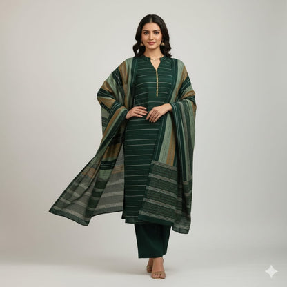 Eid Collection Multani Khadi Sussi with Heavy Velvet Dupatta - 3 Piece