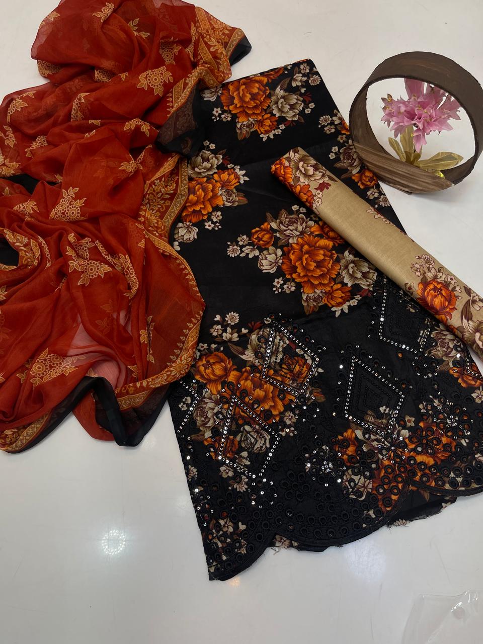 Premium Lawn 3-Piece Digital Embroidered Dress