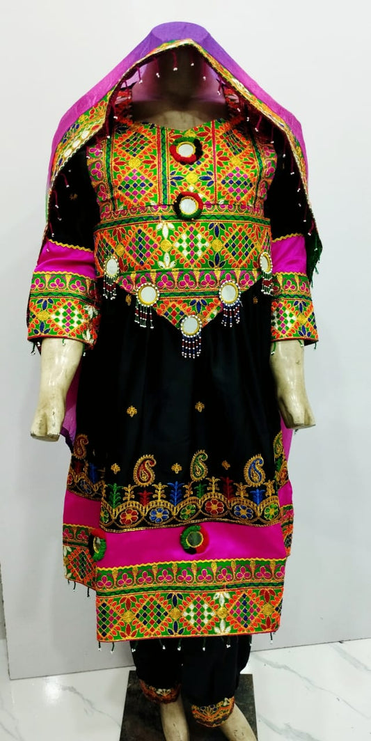 Stitched Pathani/Balochi/Afghani Silk Dress - 3 Piece