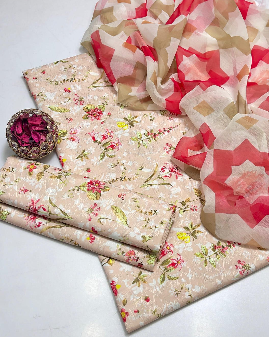 Swiss jacquard Lawn - 3 piece suit
