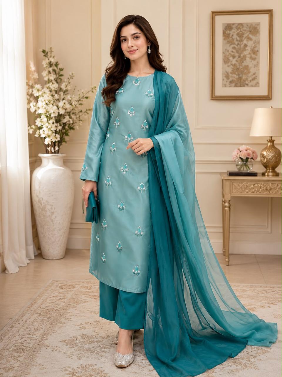 Sheesha silk Embroidered - 3 piece