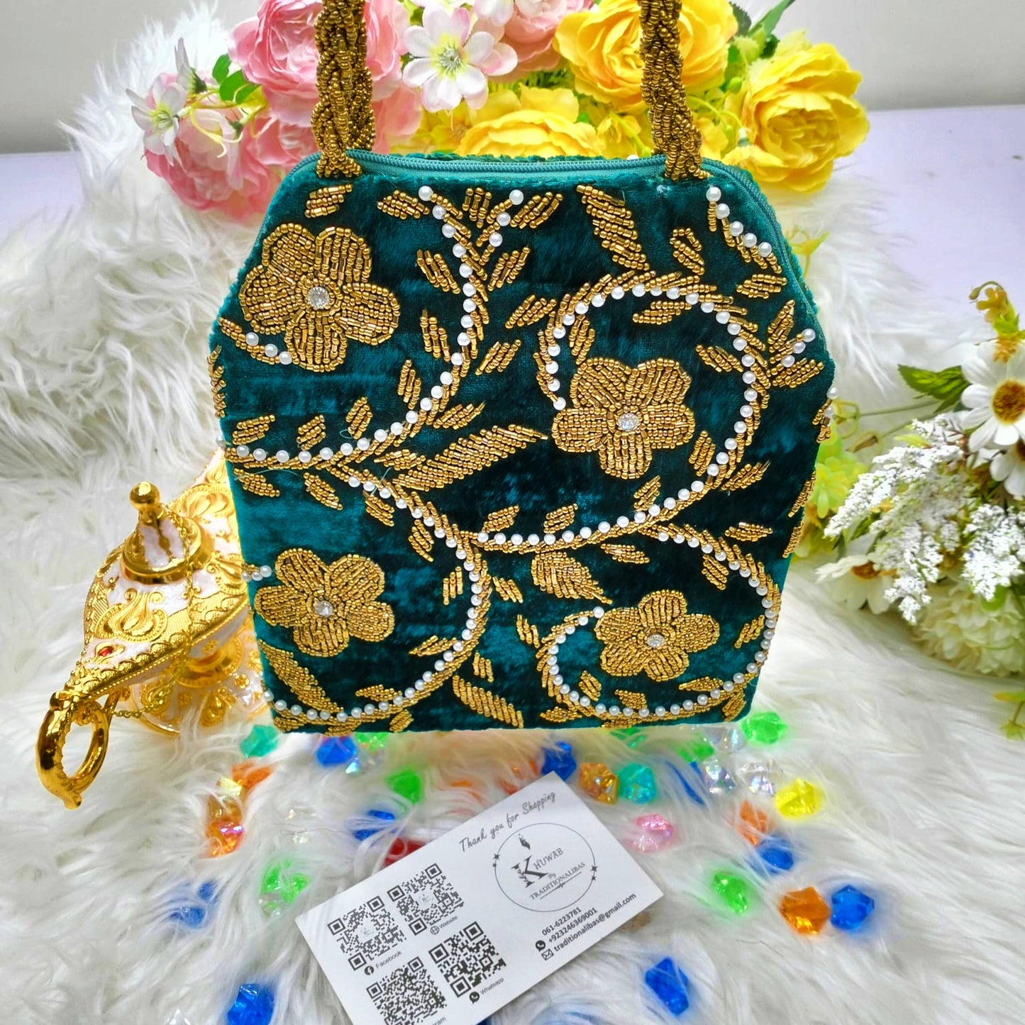 Velvet Threaded Purse