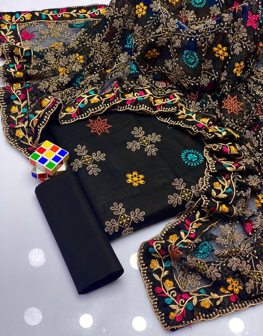 Khaddi net Embroidery - 3 piece