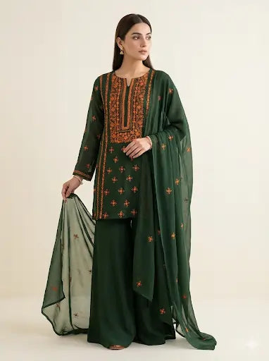 Hand embroidery Chiffon -2 piece