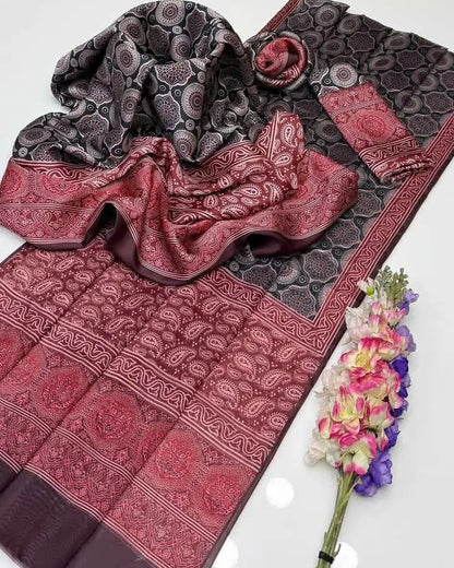 Ajrak Shamooz Silk - 3 piece