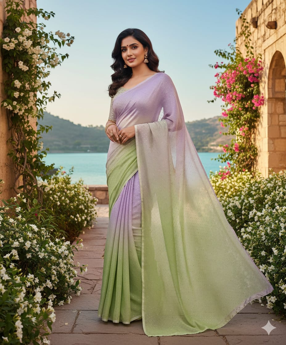 Korean Sheesha Silk sari tie & dyr