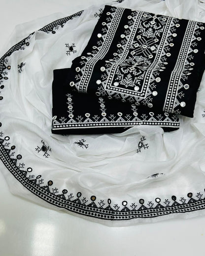Cotton Embroidered 3 piece Suit